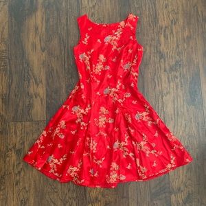 Vintage 90’s Red Satin Asian Floral Mini Dress